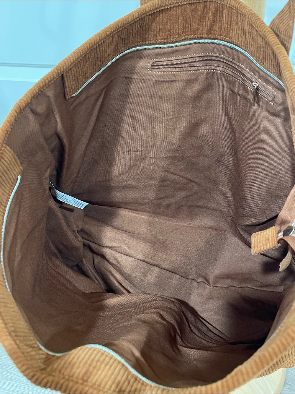 Old Navy Rich Brown Corduroy Tote Large - Picture 3 of 5